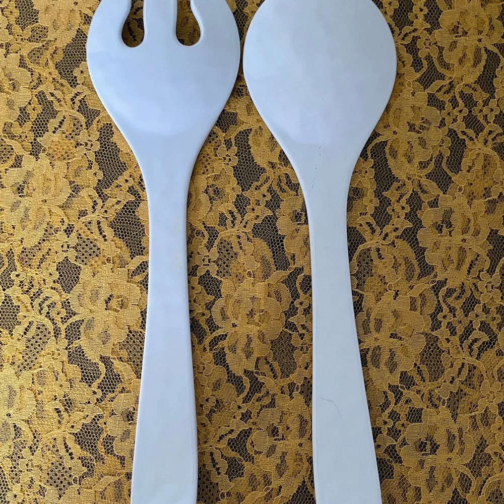 Floral Blue and White Salad Server Set